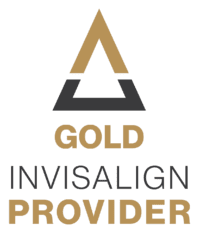 Here's an alt tag for the image: Gold Invisalign Provider logo.