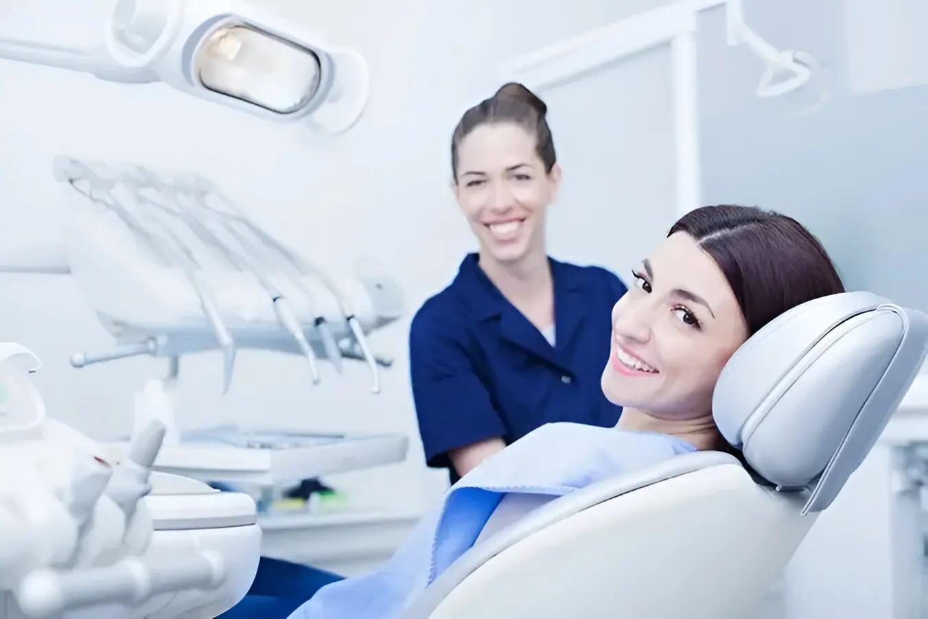 Happy patient at the dentist's office.